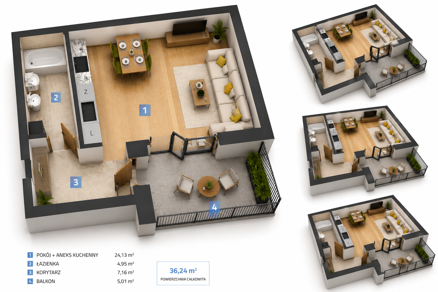 M18 | 36,24 m² | Balkon | 2 piętro | MI9 | ul. Mielczarskiego 9 | Blisko Manufaktury