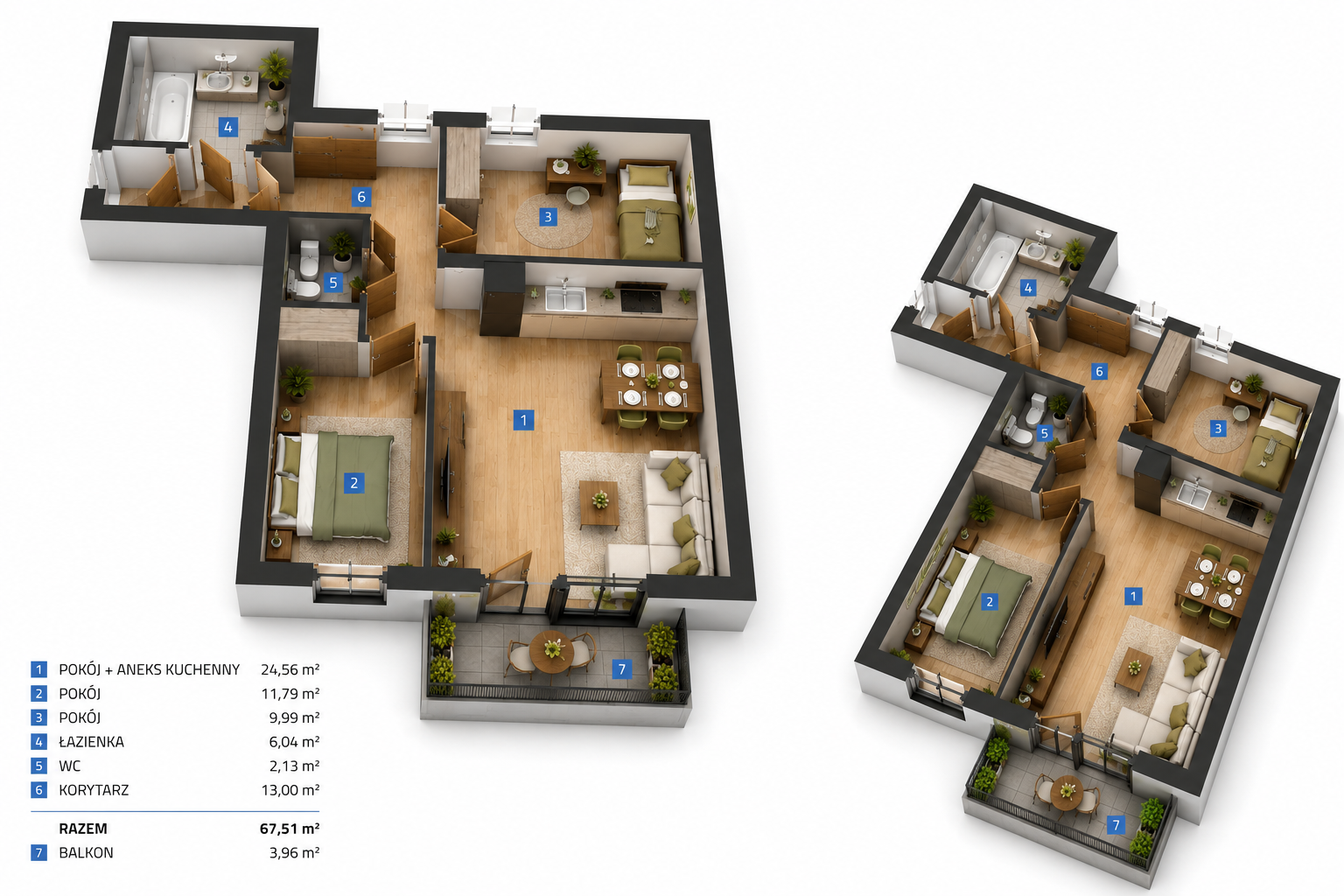 M28 | 67,51 m² | 3 pokoje | Balkon | 4 piętro | MI9 | ul. Mielczarskiego 9 | Blisko Manufaktury