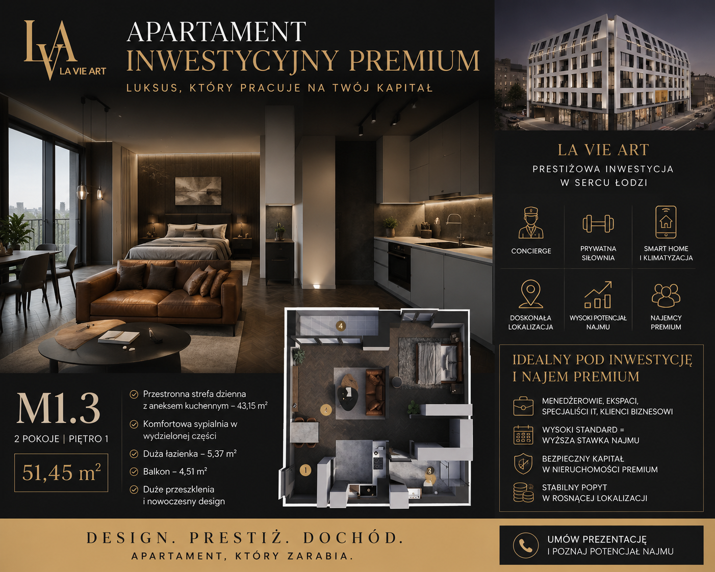 Luksusowy apartament inwestycyjny | Idealny pod najem premium | La Vie Art