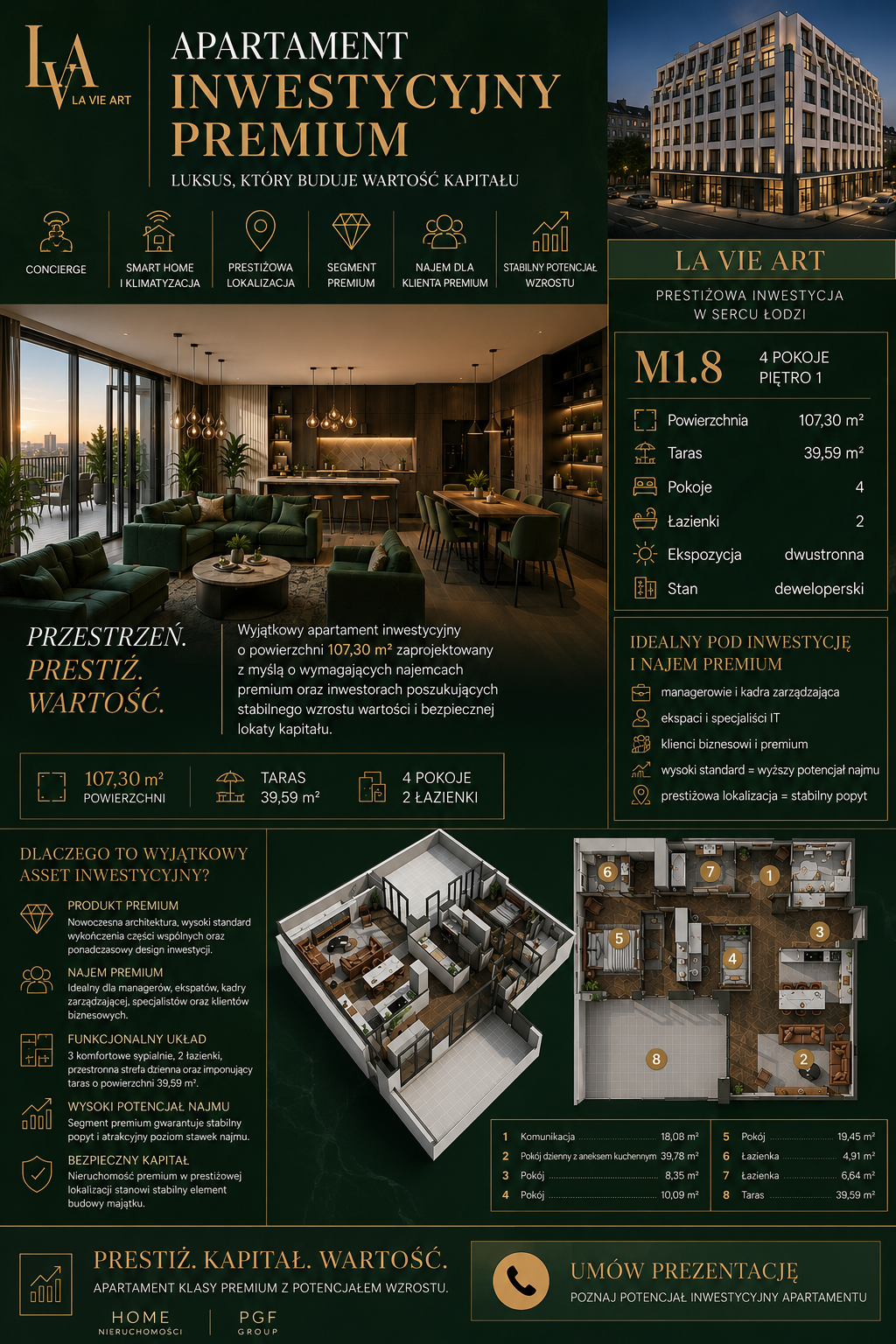 APARTAMENT KLASY PREMIUM | LA VIE ART | 107,30 m² | TARAS 39,59 m²