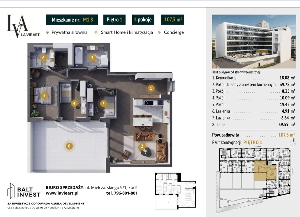 APARTAMENT KLASY PREMIUM | LA VIE ART | 107,30 m² | TARAS 39,59 m²