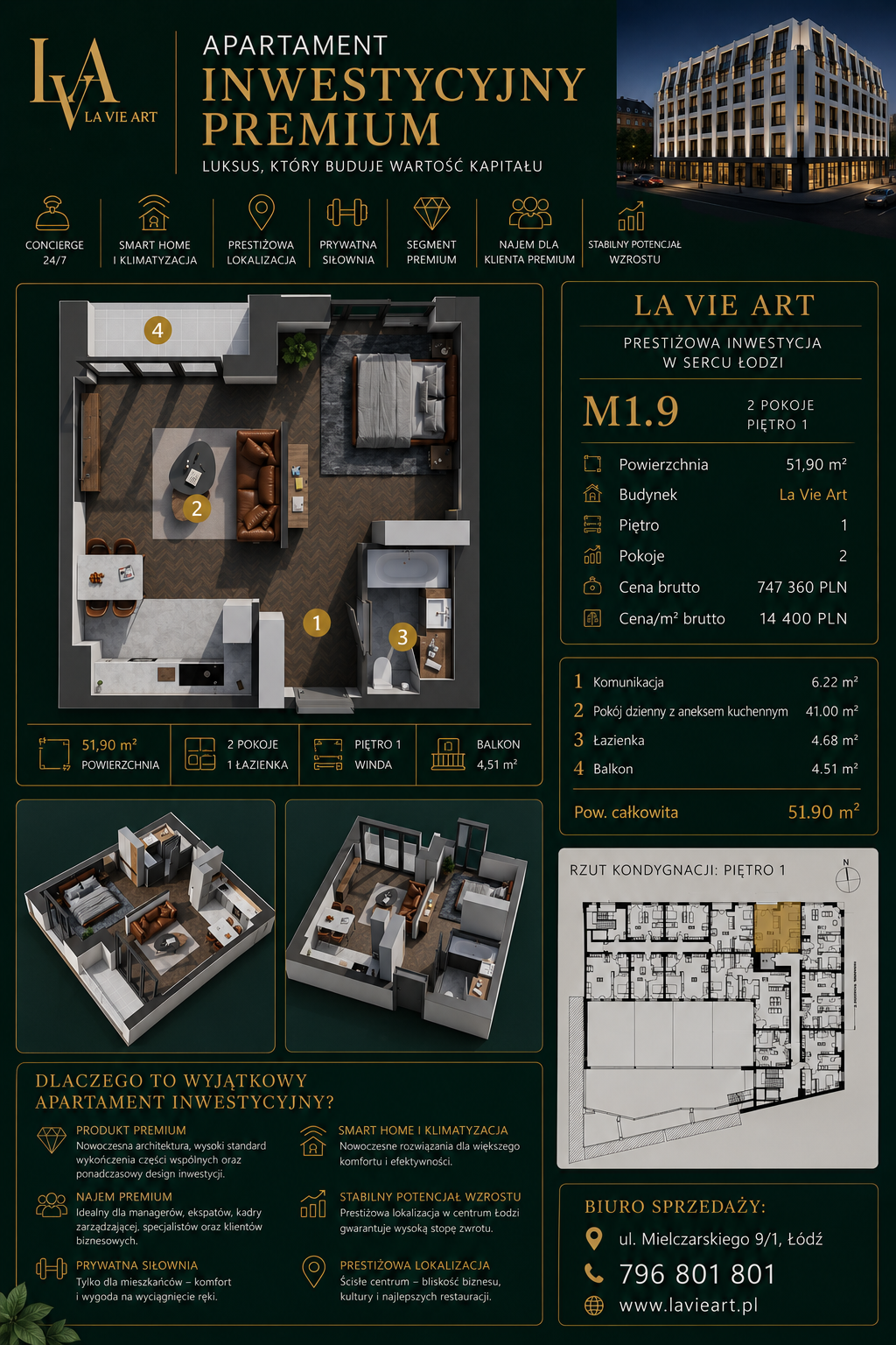 Apartament, który łączy nowoczesny design, funkcjonalność oraz potencjał inwestycyjny klasy premium.