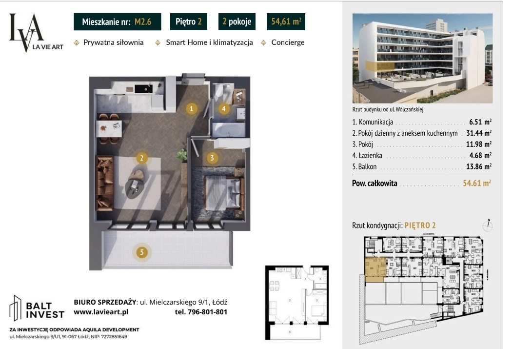Apartament M2.6 w prestiżowej inwestycji La Vie Art to harmonijne połączenie elegancji, światła i komfortu codzienności – stworzone dla osób, które oczekują więcej.
