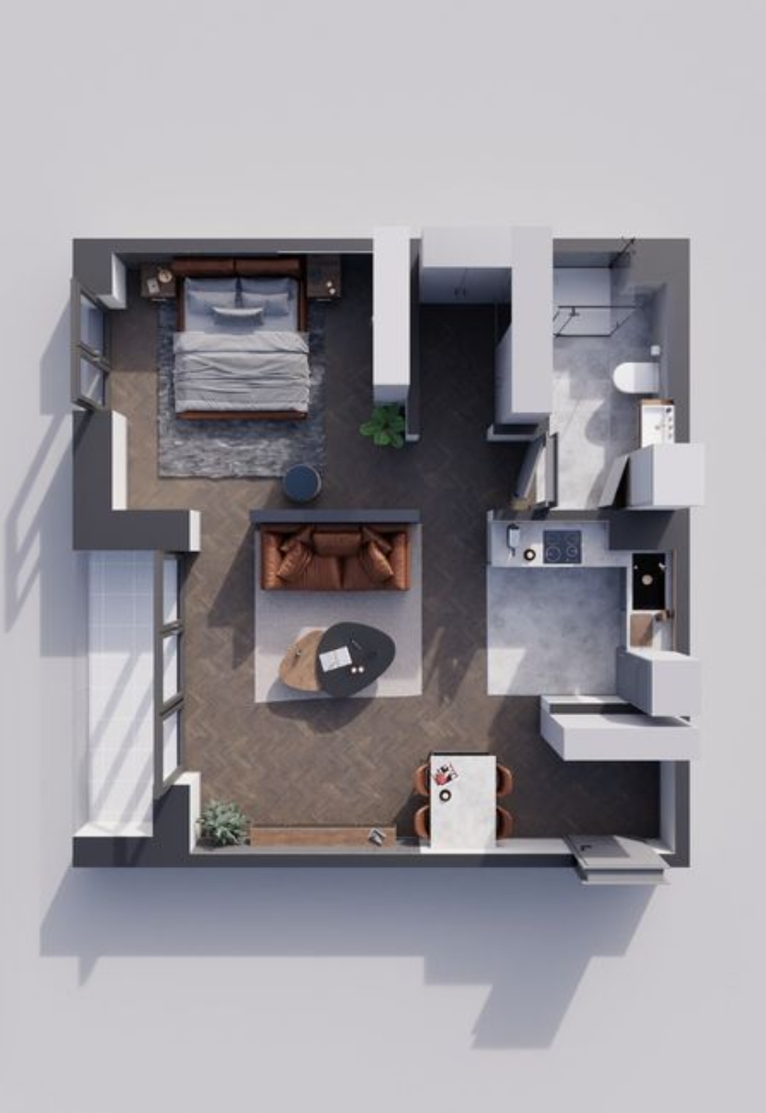 Elegancja codzienności w sercu miasta. Na 51,45 m² stworzono przemyślaną, funkcjonalną przestrzeń obejmującą 2 pokoje, w której nowoczesność spotyka się z codzienną wygodą.