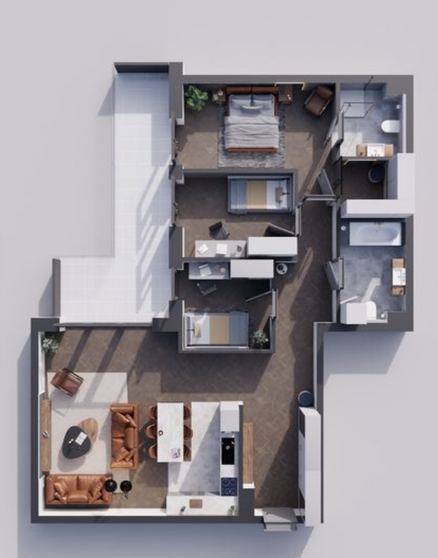 Apartament klasy premium z imponującą przestrzenią i tarasem, propozycję stworzoną dla osób ceniących przestrzeń, komfort i nowoczesny styl życia.