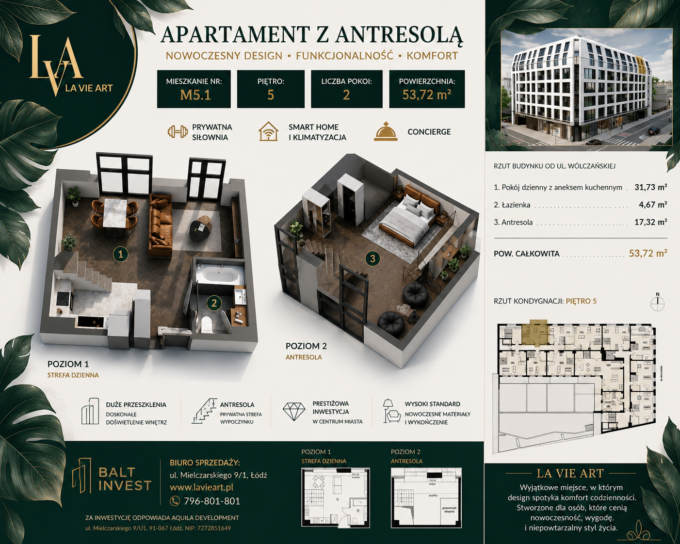 Apartament z antresolą w inwestycji La Vie Art – design, przestrzeń i nowoczesny komfort