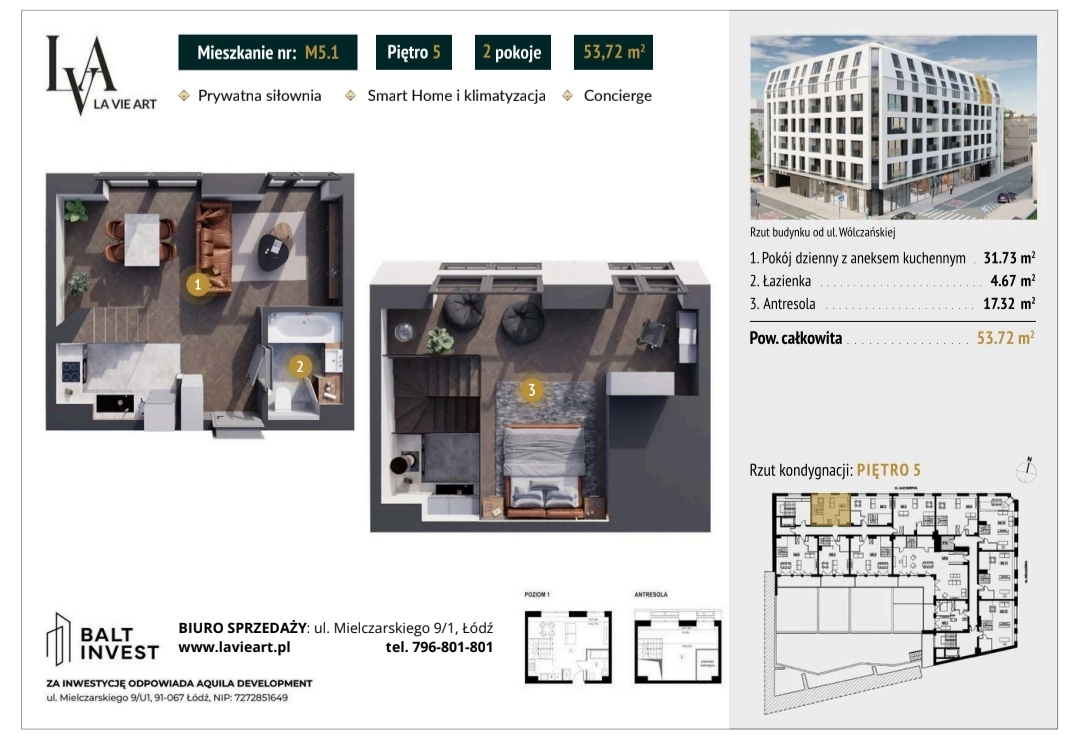 Apartament z antresolą w inwestycji La Vie Art – design, przestrzeń i nowoczesny komfort