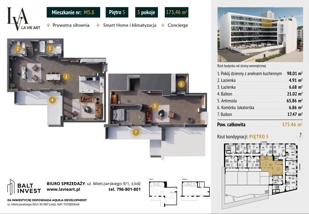 Penthouse premium z antresolą i imponującą przestrzenią | La Vie Art | Łódź | 175,42 m²
