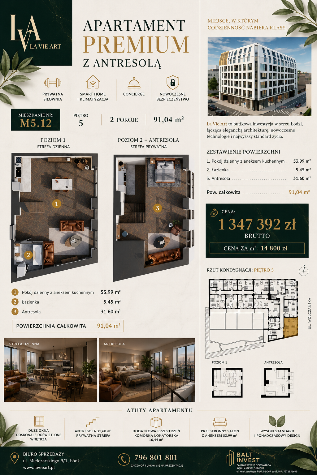 APARTAMENT PREMIUM Z ANTRESOLĄ | LA VIE ART | CENTRUM ŁODZI ✨ Niektóre adresy wybiera się rozsądkiem. Inne — stylem życia.